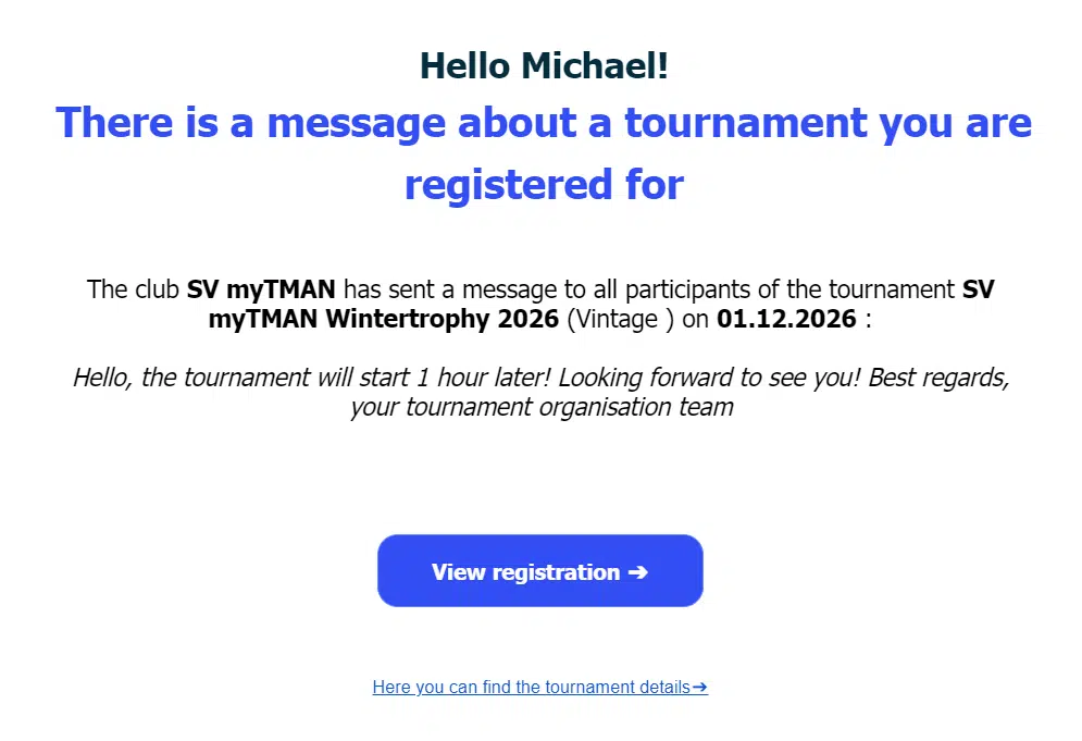 Tournament message